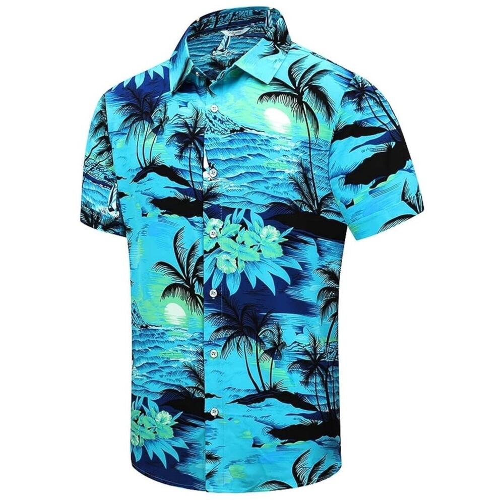 Hawaiian Shirt for Men Unisex Summer Beach Casual Short Sleeve Button Large TT